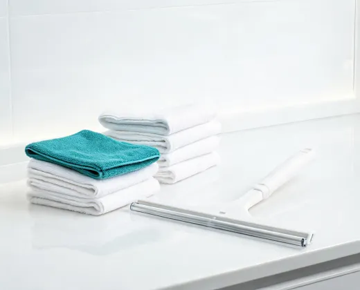 Microfiber cloths and squeegees